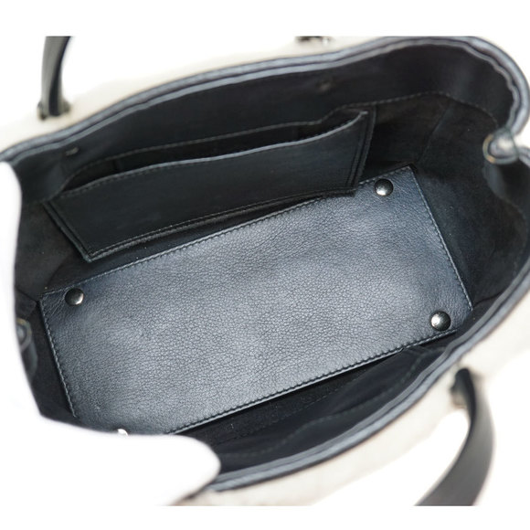 Balenciaga Paper 2WAY Bag Shearling Handbag Shoulder Tote Black Off-White - Picture 11 of 15